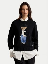 Polo Ralph Lauren Sweter 211B23918001 Czarny Regular Fit. Czarne swetry Polo Ralph Lauren, m, bez wzorów, z bawełny, bez ramiączek. Za 2,293.99 zł.