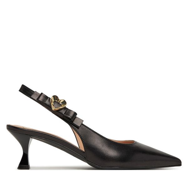 Czółenka LOVE MOSCHINO. Czarne czółenka Love Moschino, bez wzorów, bez obcasa, bez zapięcia. Za 759.99 zł.