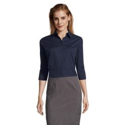 Bluzka Damska Z Elastycznym Rękawem 3/4. Niebieskie bluzki SOL'S, l, bez wzorów, casualowe, bez kołnierzyka, bez ramiączek. Za 142.99 zł.