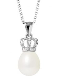 Pearl Addict Srebrny naszyjnik z zawieszką - dł. 42 cm rozmiar: onesize. Białe naszyjniki Pearl Addict, z materiału, z cyrkonią, srebrne. Za 252.99 zł.