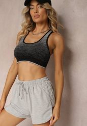 Jasnoszare Szorty Dresowe z Dodatkiem Bawełny High Waist Florazen. Szare szorty Renee, bez wzorów, z bawełny, eleganckie. W wyprzedaży za 23.99 zł.