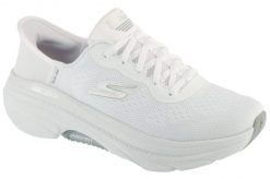 Buty do biegania damskie, Slip-Ins: Max Cushioning Arch Fit 2.0 - Antilles. Białe buty treningowe Skechers, bez wzorów, z materiału, przed kostkę, bez zapięcia, do biegania. Za 549.99 zł.
