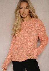 Pomarańczowy Casualowy Sweter z Wełną z Kolorowymi Przeszyciami Dezira. Brązowe swetry Renee, bez wzorów, z wełny, biznesowe, bez ramiączek. W wyprzedaży za 55.99 zł.