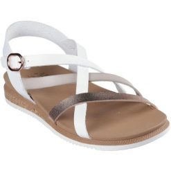 Sandały damskie Skechers Desert Kiss Low - Pe. Białe sandały Skechers, bez wzorów, z materiału, bez obcasa, bez zapięcia. Za 390.00 zł.