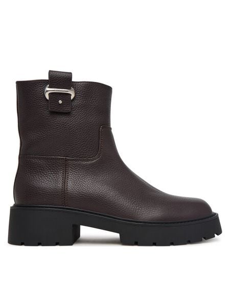 Calvin Klein Botki Chunky Ankle Boot Lth Hdw HW0HW03202 Brązowy ciemny. Brązowe botki Calvin Klein, bez wzorów, ze skóry, bez obcasa, na płaskiej podeszwie, bez zapięcia. Za 799.99 zł.