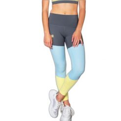 Legginsy trójkolorowe damskie Snap Climbing. Niebieskie legginsy SNAP CLIMBING, bez wzorów, sportowe. Za 316.50 zł.