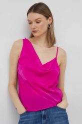 Dkny top damska kolor różowy. Czerwone topy DKNY, l, bez wzorów, z tkaniny, bez kołnierzyka, bez ramiączek. Za 459.99 zł.