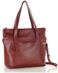 Hobo bag skórzany MARCO MAZZINI bordowy s287d. Czerwone torebki klasyczne bez wzorów, ze skóry, na ramię, bez dodatków. Za 379.00 zł.