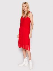 DKNY Sukienka letnia P22DAEJR Czerwony Regular Fit. Czerwone sukienki DKNY, xs, bez wzorów, z syntetyku, bez kołnierzyka, bez ramiączek. Za 529.99 zł.
