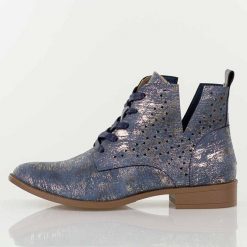 Niebieskie jeans ażurowe botki damskie Jezzi Mam65-112. Niebieskie botki Jezzi, w ażurowe wzory, z jeansu, boho, bez obcasa, na obcasie, bez zapięcia. Za 249.00 zł.