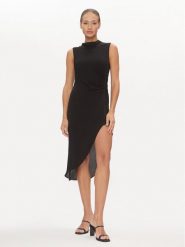 DKNY Sukienka letnia D2A4B3AR Czarny Regular Fit. Czarne sukienki DKNY, bez wzorów, z wiskozy, bez kołnierzyka, bez ramiączek. Za 829.99 zł.