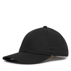 Czapka z daszkiem Guess. Czarne czapki z daszkiem Guess, z aplikacjami. Za 194.99 zł.