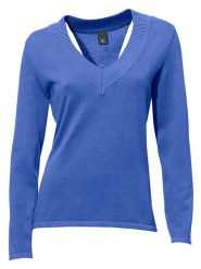 Heine Sweter w kolorze niebieskim rozmiar: 38. Niebieskie swetry Heine, bez wzorów, z bawełny, bez ramiączek. Za 78.99 zł.