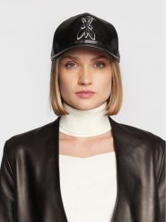 Patrizia Pepe Czapka 8F1650/E005-K103 Czarny. Czarne czapki z daszkiem Patrizia Pepe, bez wzorów, ze skóry. Za 449.99 zł.