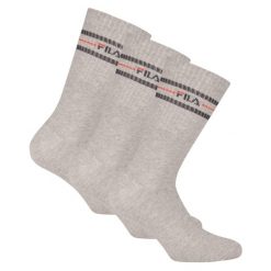 Skarpety tenisowe FILA Lifestyle Socks 3 pary. Szare skarpetki Fila, bez wzorów. Za 29.99 zł.
