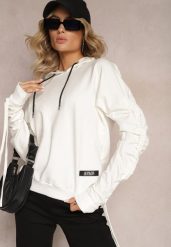 Biała Bluza Bawełniana z Kapturem Dolcean. Białe bluzy Renee, bez wzorów, z bawełny, z kapturem. W wyprzedaży za 83.99 zł.