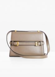 Mała torebka na ramię z ozdobną sprzączką. Brązowe torebki klasyczne bonprix, bez wzorów, eleganckie, na ramię, małe, bez dodatków. Za 107.99 zł.