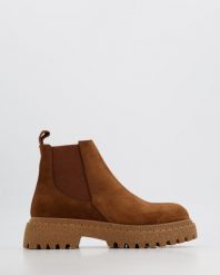 SZTYBLETY DAMSKIE 0205553 D TAN. Botki Venezia, bez wzorów, ze skóry, bez obcasa, bez zapięcia. Za 339.00 zł.