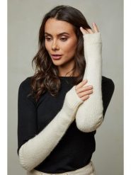 Soft Cashmere Rękawiczki w kolorze kremowym rozmiar: onesize. Brązowe rękawiczki Soft Cashmere, bez wzorów, prążkowane. Za 78.99 zł.