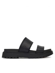 Timberland Klapki Clairemont Way TB0A63NGW021 Czarny. Czarne klapki Timberland, bez wzorów, ze skóry, bez obcasa, bez zapięcia. Za 259.99 zł.