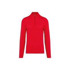 Sweter 1/4 zip Kariban. Czerwone swetry KARIBAN, na zimę, bez wzorów, bez ramiączek. Za 211.50 zł.