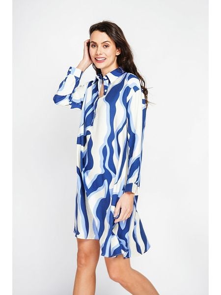 ASSUILI Sukienka w kolorze biało-niebieskim rozmiar: 42. Białe sukienki Assuili, bez wzorów, klasyczne, bez kołnierzyka, bez ramiączek, midi. Za 105.63 zł.