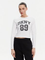 DKNY Bluzka DP4T9979 Biały Regular Fit. Białe bluzki DKNY, xs, bez wzorów, z bawełny, bez kołnierzyka, bez ramiączek. Za 89.99 zł.