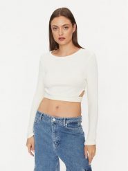 ONLY Bluzka 15293922 Biały Slim Fit. Białe bluzki ONLY, m, bez wzorów, z bawełny, bez kołnierzyka, bez ramiączek. Za 49.99 zł.