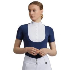 Koszula jeździecka damska Premier Equine Famosa. Niebieskie koszule PREMIER EQUINE, uniwersalny, bez wzorów, z tkaniny, eleganckie, bez kołnierzyka, bez ramiączek. Za 362.30 zł.
