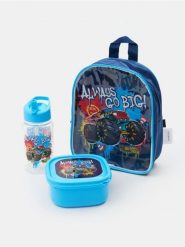 Zestaw: plecak, lunchbox oraz butelka Hot Wheels - wielobarwny. Plecaki Sinsay, bez wzorów, bez dodatków. Za 29.99 zł.