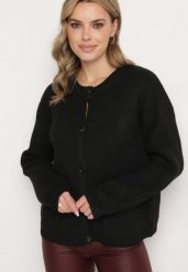Czarny Klasyczny Kardigan z Wełną na Guziki Xesaltia. Czarne swetry Born2be, uniwersalny, bez wzorów, z jeansu, biznesowe, bez ramiączek. W wyprzedaży za 152.99 zł.