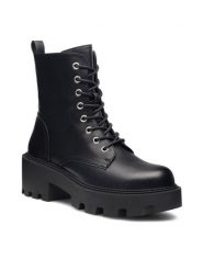 DeeZee Botki BRANKA H67091-3 Czarny. Czarne botki DeeZee, bez wzorów, ze skóry, bez obcasa, na słupku, bez zapięcia. Za 139.99 zł.