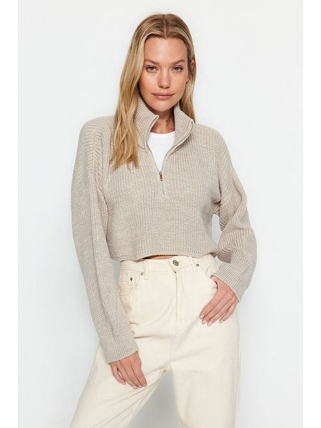 Trendyol Sweter w kolorze beżowym rozmiar: S. Brązowe swetry Trendyol, s, bez wzorów, bez ramiączek. Za 73.99 zł.