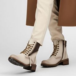 Botki damskie Vinceza, eko skóra na płaskim obcasie i zapinane na zamek, beżowe, 58559-BE. Brązowe botki VINCEZA, bez wzorów, ze skóry, biznesowe, bez obcasa, na obcasie, bez zapięcia. Za 149.00 zł.