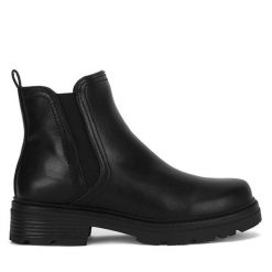 Botki JENNY. Czarne botki Jenny, bez wzorów, bez obcasa, na płaskiej podeszwie, bez zapięcia. Za 83.99 zł.