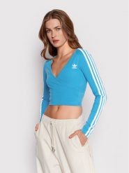 Adidas Bluzka adicolor Classics HC2041 Niebieski Slim Fit. Niebieskie bluzki adidas, bez wzorów, z bawełny, bez kołnierzyka, bez ramiączek. Za 169.99 zł.