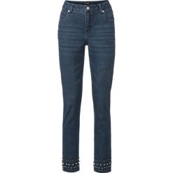 Dżinsy z perełkami bonprix ciemny denim. Jeansy marki bonprix. Za 69.99 zł.