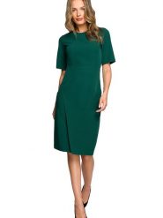Stylove Sukienka w kolorze ciemnozielonym rozmiar: XXL. Zielone sukienki Stylove, na co dzień, xxl, bez wzorów, bez kołnierzyka, bez ramiączek, midi, proste. Za 247.45 zł.