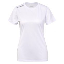 HUMMEL koszulka damska sportowa do biegania jogging RUN JERSEY. Białe t-shirty sportowe Hummel, bez wzorów, z jersey, bez ramiączek, do biegania. Za 53.99 zł.