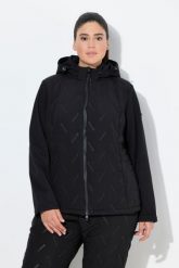 Damskie Kurtka softshellowa pikowana HYPRAR hydrofobowa kaptur. Czarne kurtki przejściowe sportowe Ulla Popken, plus size, bez wzorów, z materiału, z kapturem, trekkingowe. Za 429.99 zł.