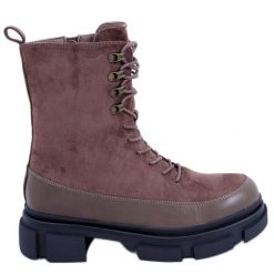 BM Botki sznurowane Kinney Khaki brązowe. Brązowe botki BM, bez wzorów, z futra, bez obcasa, bez zapięcia. Za 137.96 zł.