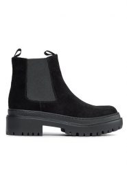 Pollini Sztyblety SA21204G0HTI0000 Czarny. Czarne botki Pollini, bez wzorów, ze skóry, bez obcasa, na płaskiej podeszwie, bez zapięcia. Za 919.99 zł.