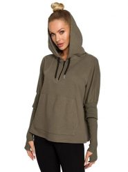 Made of emotion Bluza w kolorze khaki rozmiar: XXL/3XL. Brązowe bluzy Made Of Emotion, xl, bez wzorów, bez ramiączek, z kapturem. Za 127.35 zł.