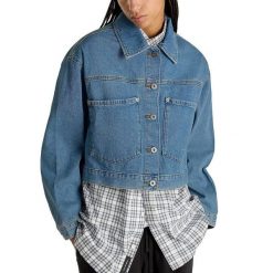 Kurtka VANS RAYNES DENIM CROP JACK Niebieski. Niebieskie kurtki Vans, bez wzorów, z denimu, sportowe, bez kaptura. Za 261.99 zł.