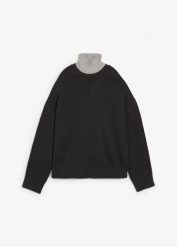 Sweter z czystej bawełny. Szare swetry bonprix, bez wzorów, z bawełny, bez ramiączek. Za 139.99 zł.