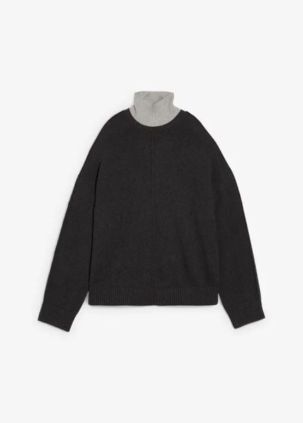 Sweter z czystej bawełny. Szare swetry bonprix, bez wzorów, z bawełny, bez ramiączek. Za 139.99 zł.