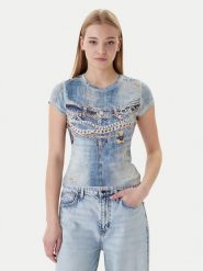 Guess T-Shirt W6RI52 KCCG0 Niebieski Regular Fit. Niebieskie t-shirty Guess, xxl, z aplikacjami, z syntetyku, bez kołnierzyka, bez ramiączek. Za 199.99 zł.