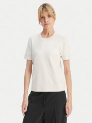 Calvin Klein T-Shirt LV147E303G Écru Regular Fit. T-shirty Calvin Klein, s, bez wzorów, z wiskozy, bez kołnierzyka, bez ramiączek. Za 409.99 zł.