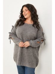 Curvy Lady Sweter w kolorze szarym rozmiar: 48/50. Szare swetry Curvy Lady, bez wzorów, klasyczne, bez ramiączek. Za 174.43 zł.