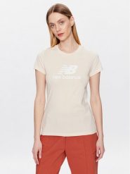 New Balance T-Shirt Essentials Stacked Logo WT31546 Beżowy Athletic Fit. Brązowe t-shirty New Balance, l, bez wzorów, z bawełny, bez kołnierzyka, bez ramiączek. Za 109.99 zł.